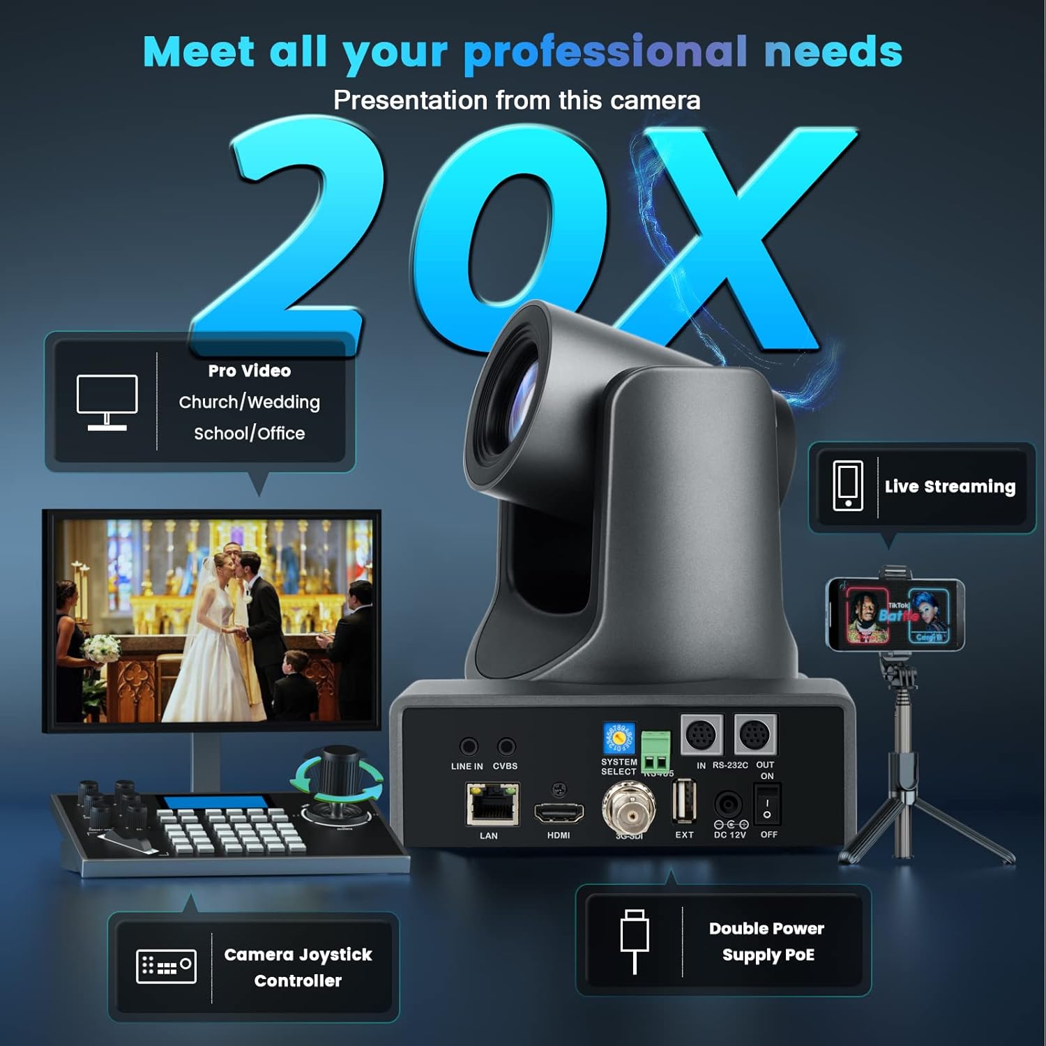MP-20X 20 times optical zoom and PoE power support