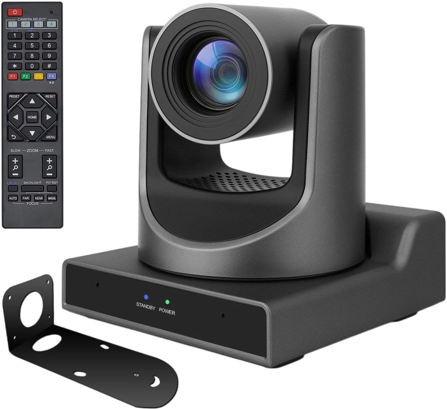 Meeasier V60CL 20X PTZ camera with remote and mounting hardware